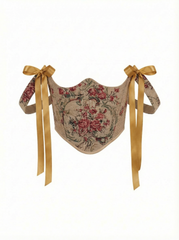 Cognac Flowers Underbust Corset – Structured Lace Up with Straps