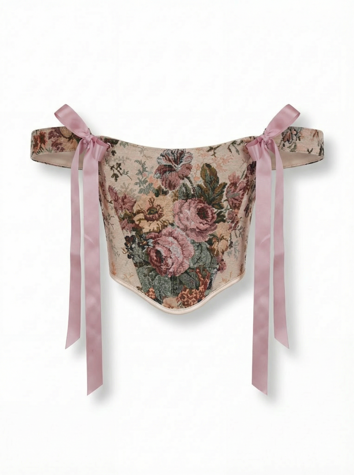 Reversible Pink Flowers Renaissance Corset – Boned Jacquard Top