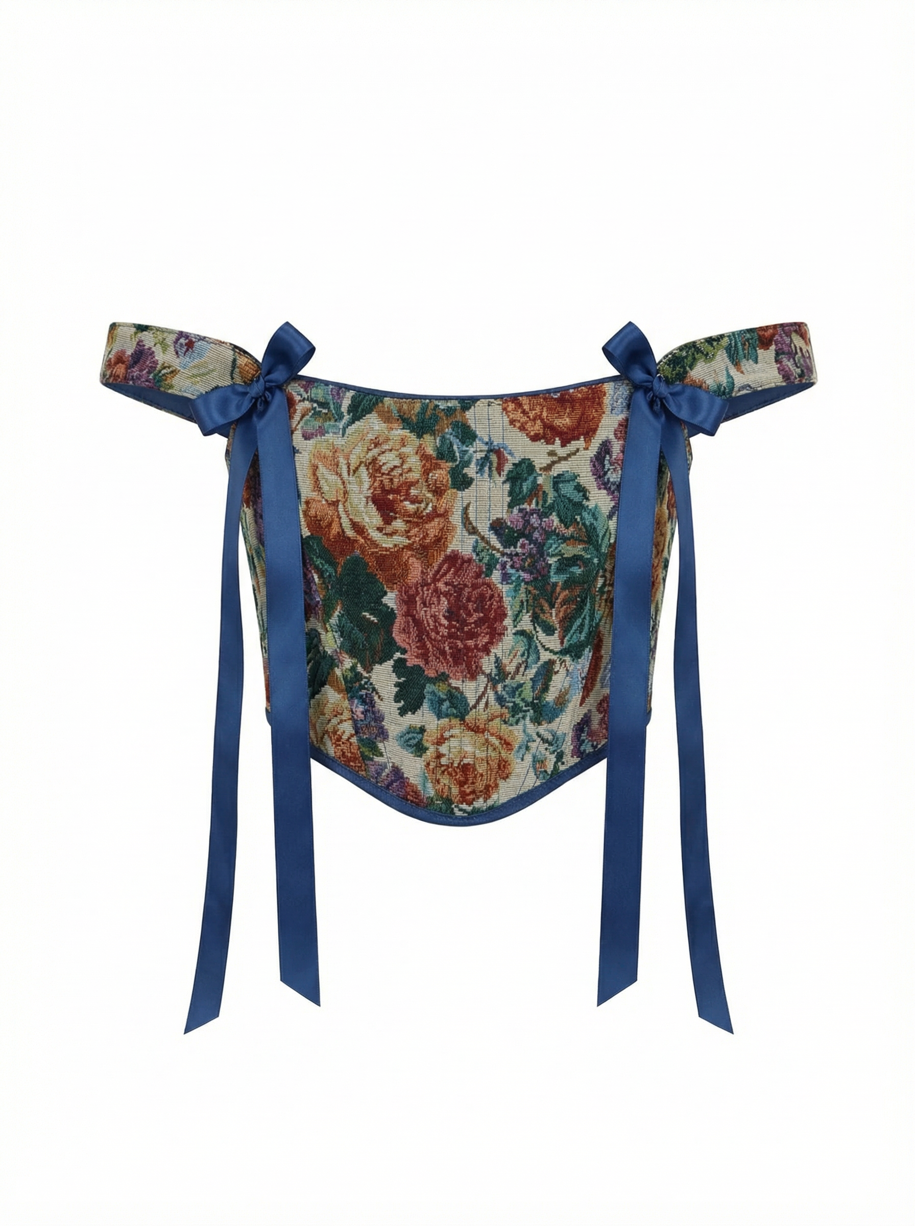 Renaissance corset top, reversible floral jacquard tapestry, boned bodice, off shoulder design, lace up back, structured waist shaping corset, ribbon strap detail, custom size handmade corset, renaissance fair outfit, festival look, gothic romantic evening styling, photoshoot or wedding corset