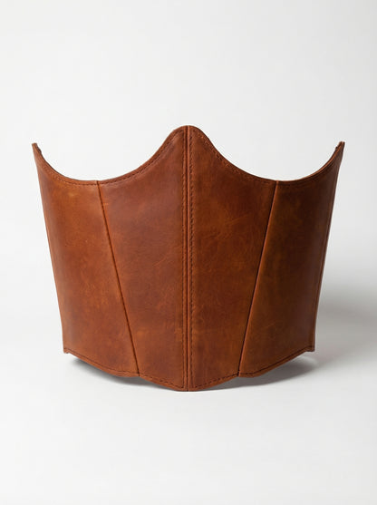 Cognac Underbust Leather Corset – Structured Waist Shaping Belt
