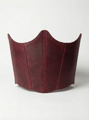 Burgundy Underbust Leather Corset –  Waist Shaping Belt