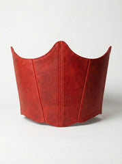 Red Leather Underbust Corset – Festival waist belt outfit