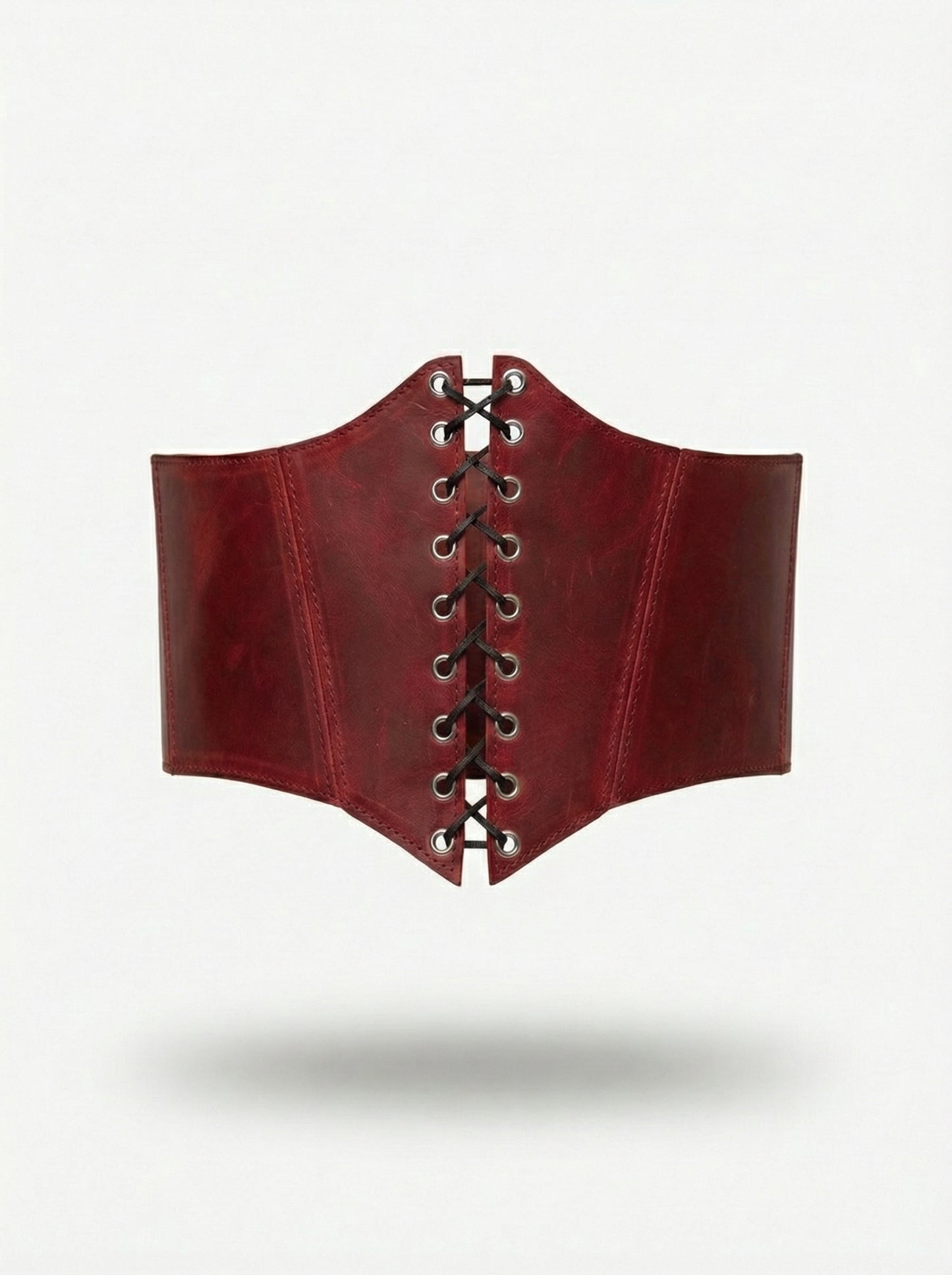 Burgundy Leather underbust corset belt, waist wide corset