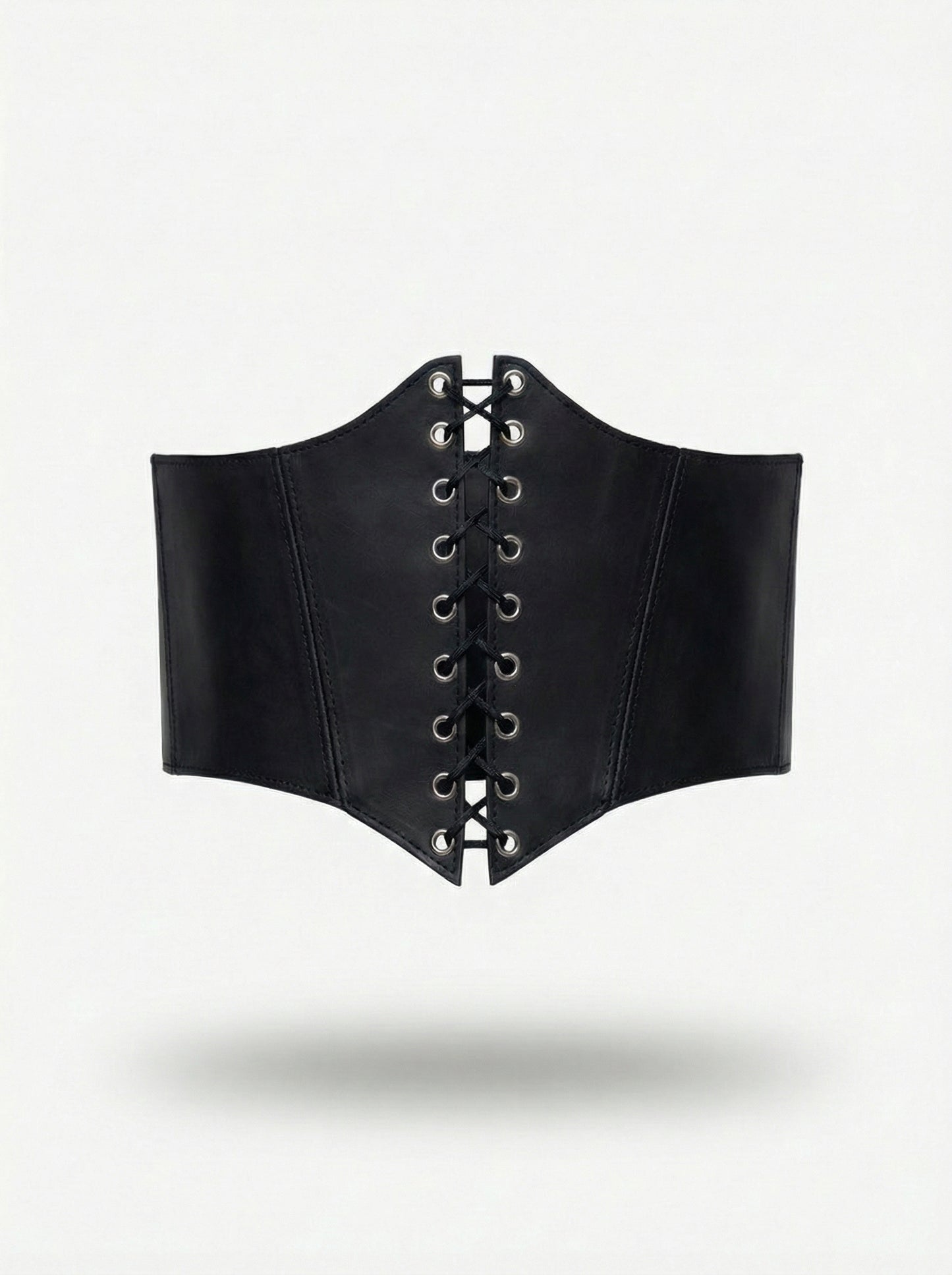 Black Leather underbust corset belt, festival waist wide corset