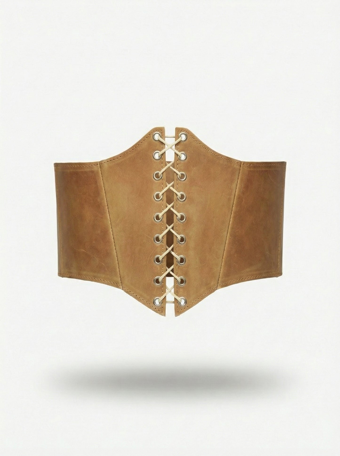 Beige Leather underbust corset belt, festival waist wide corset