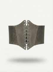 Gray Leather underbust corset belt, Renaissance outfit