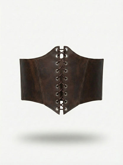 Brown Leather underbust corset belt, Renaissance outfit