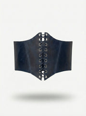 Blue Leather underbust corset belt, Renaissance outfit