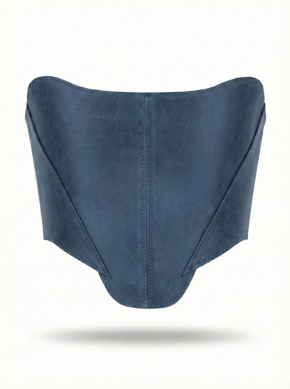 Блакитний корсет поверх грудей – топ у стилі ренесанс