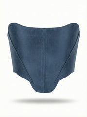 Блакитний корсет поверх грудей – топ у стилі ренесанс