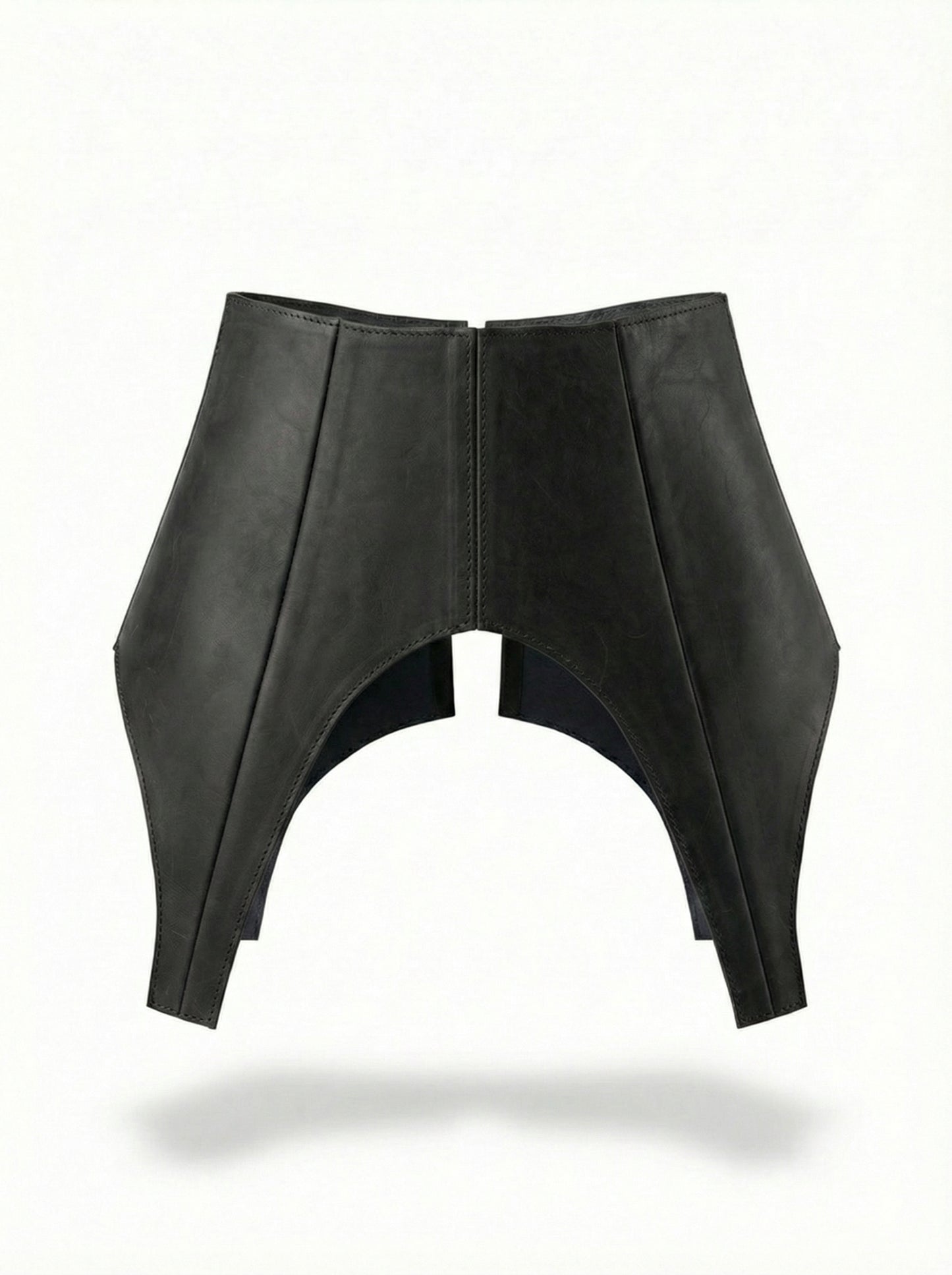 Black Leather Peplum Basque Belt – Structured Waist Corset Belt