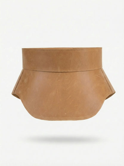 Beige Leather Peplum Waist Belt – Architectural Basque Corset