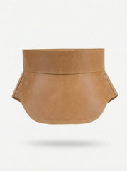 Beige Leather Peplum Waist Belt – Architectural Basque Corset