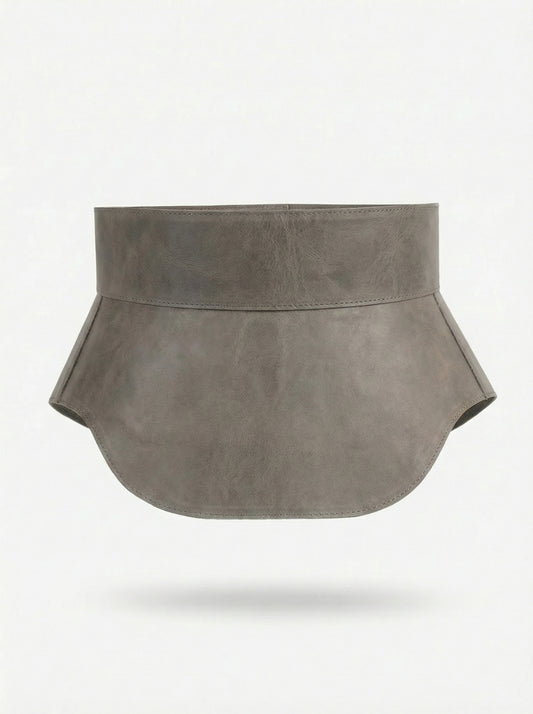 Gray Leather Peplum Waist Belt – Architectural Basque Corset