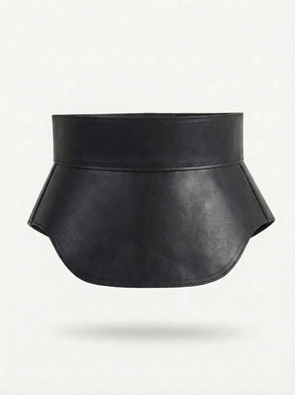 Black Leather Peplum Waist Belt – Architectural Basque Corset