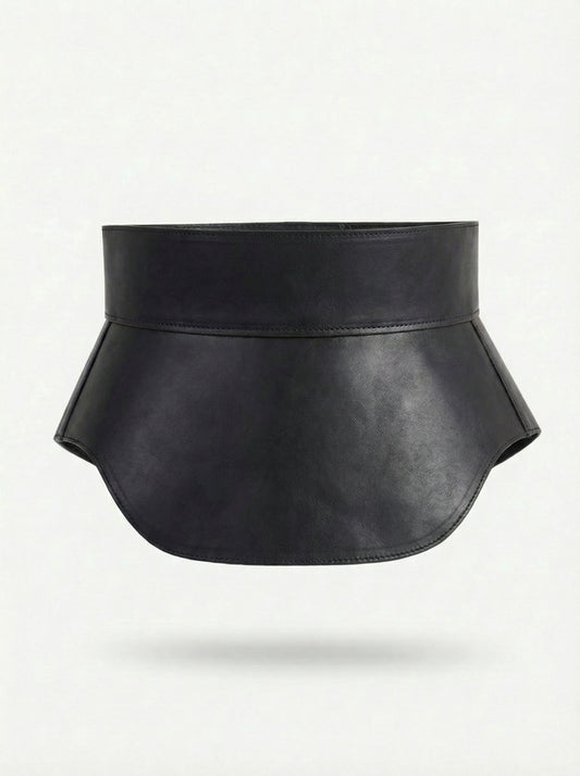 Black Leather Peplum Waist Belt – Architectural Basque Corset
