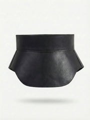 Black Leather Peplum Waist Belt – Architectural Basque Corset