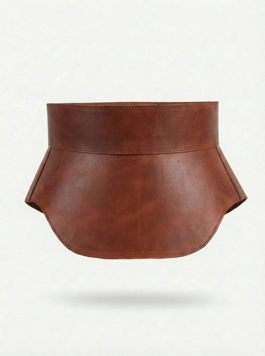 Cognac Leather Peplum Waist Belt – Architectural Basque Corset