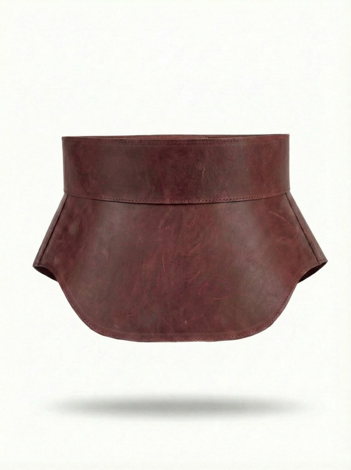 Burgundy Leather Peplum Waist Belt – Architectural Basque Corset