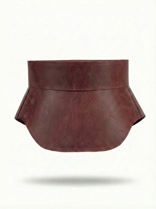 Burgundy Leather Peplum Waist Belt – Architectural Basque Corset