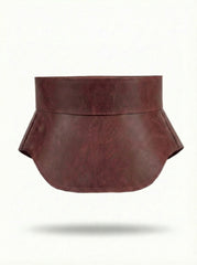 Burgundy Leather Peplum Waist Belt – Architectural Basque Corset
