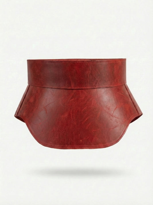 Red Leather Peplum Waist Belt – Architectural Basque Corset