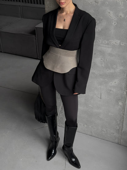 Gray Leather Peplum Waist Belt – Architectural Basque Corset