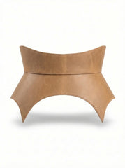 Beige leather basque belt, sculpted waist peplum belt