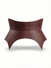 Burgundy leather basque belt, sculpted waist peplum belt