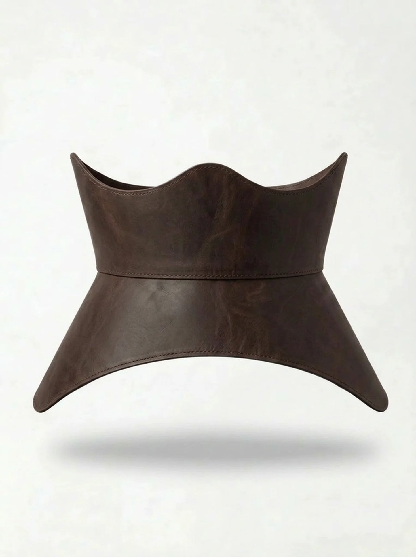 Brown leather corset belt, peplum waist cincher