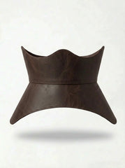 Brown leather corset belt, peplum waist cincher