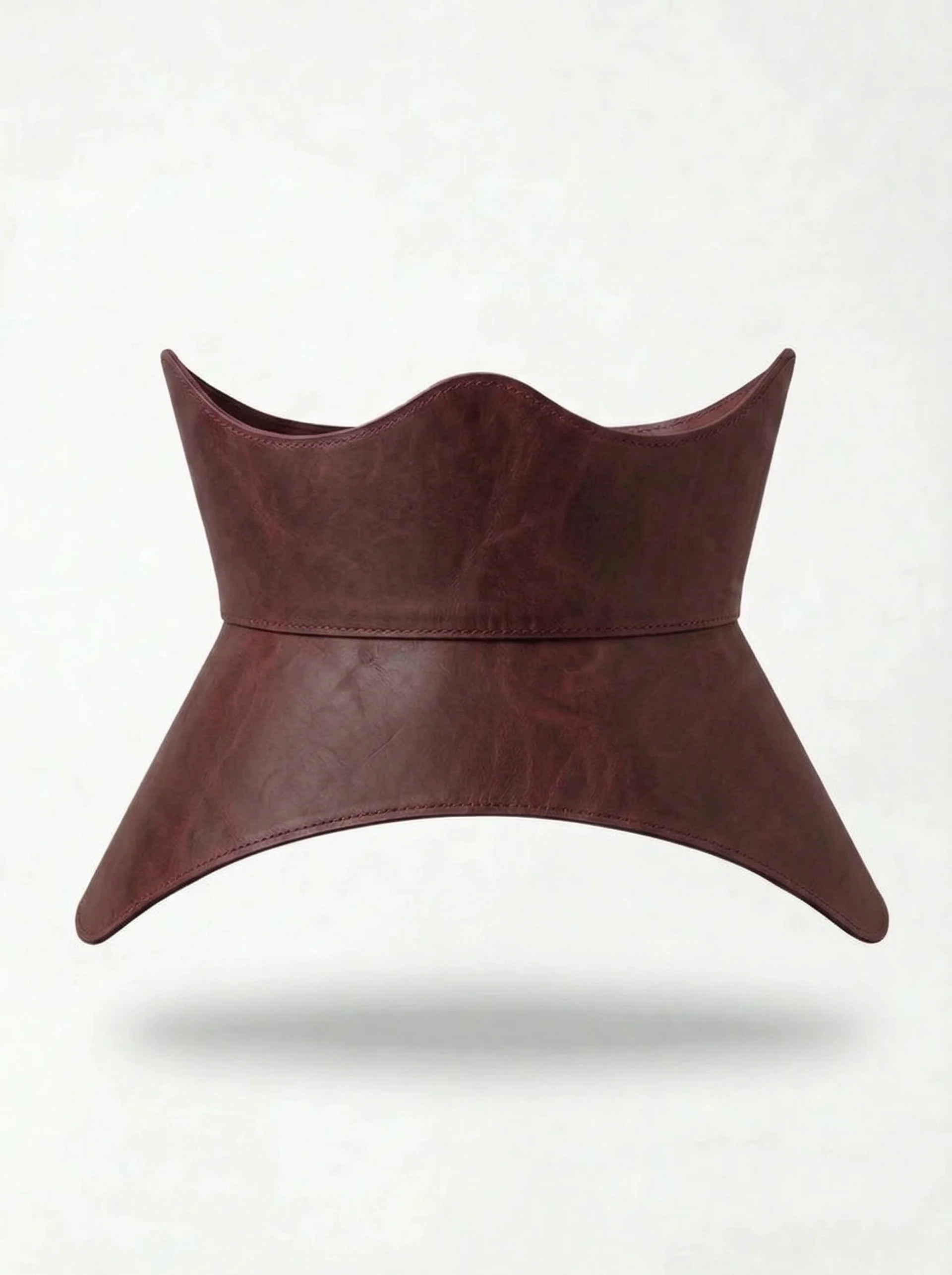 burgundy leather peplum corset belt structured waist cincher renaissance basque belt for outfits