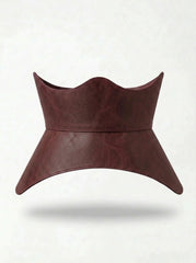 Burgundy leather corset belt, peplum waist cincher