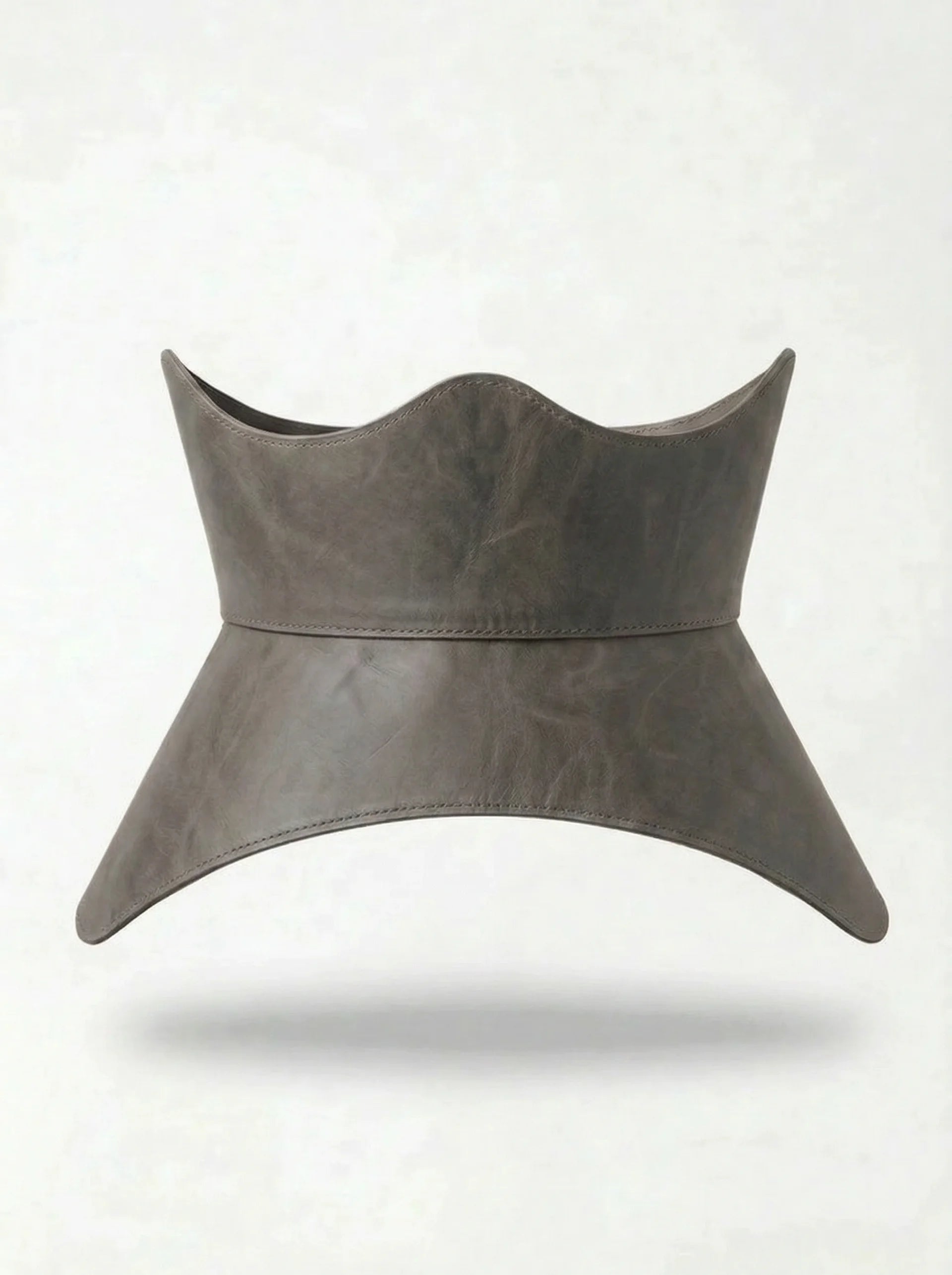 grey leather peplum corset belt structured waist cincher grey corset belt basque style waist belt minimalist outfit styling corset outfit idea neutral fashion look structured waist belt
