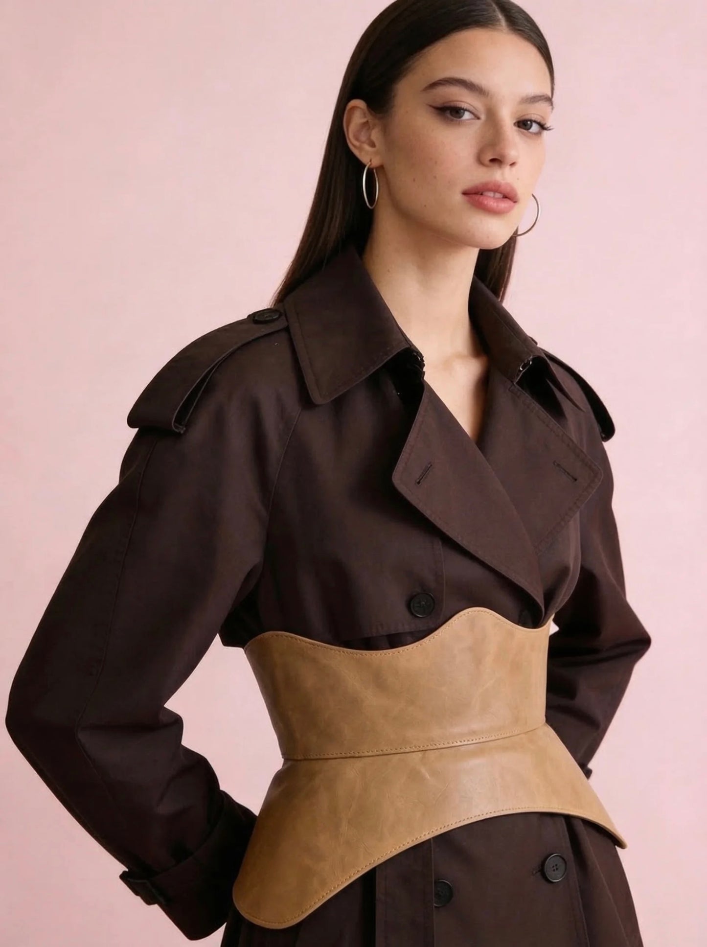 beige leather peplum corset belt structured waist cincher neutral corset belt basque style waist belt renaissance corset outfit soft feminine outfit beige waist belt minimal outfit styling corset outfit idea