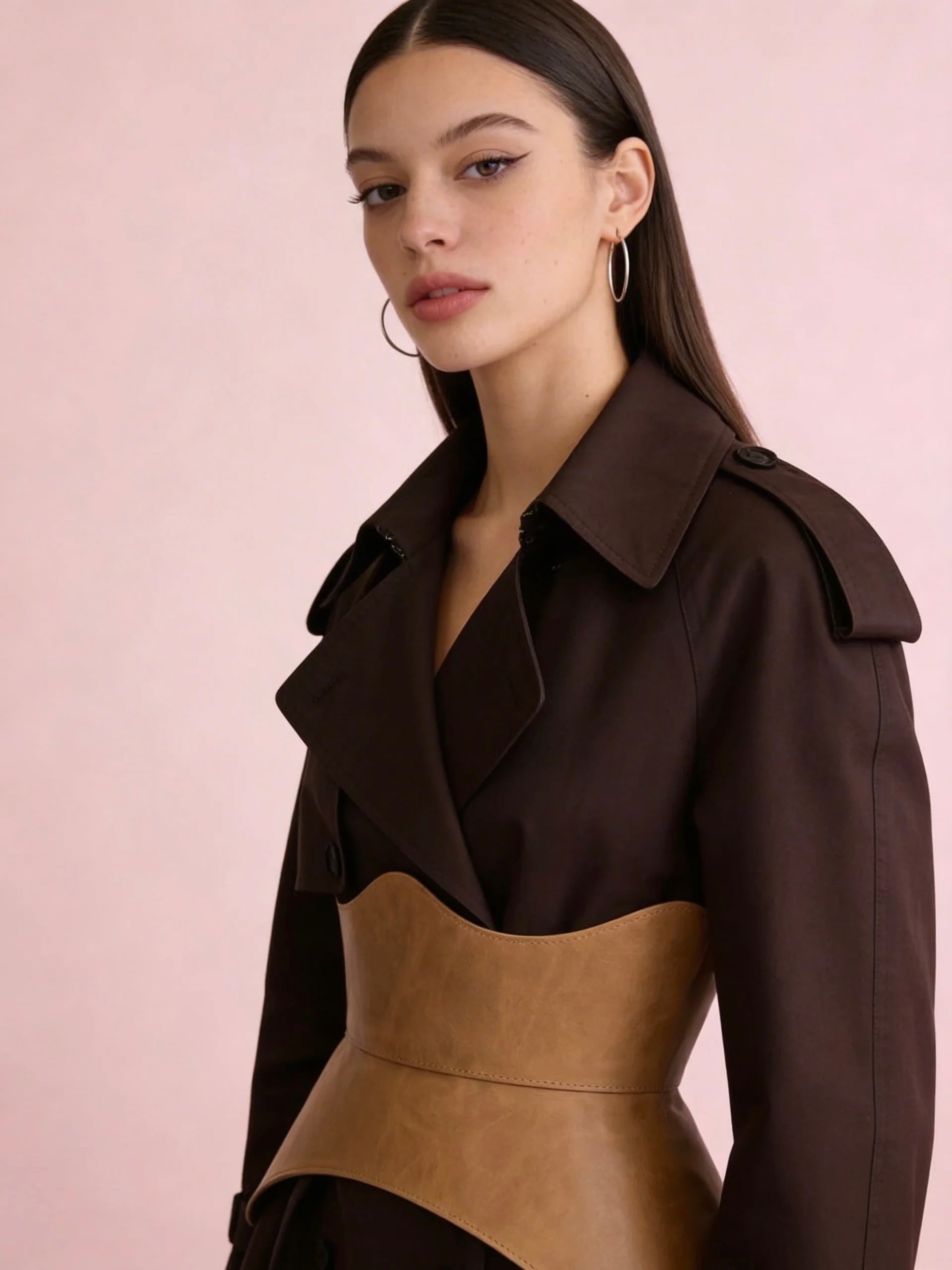 beige leather peplum corset belt structured waist cincher neutral corset belt basque style waist belt renaissance corset outfit soft feminine outfit beige waist belt minimal outfit styling corset outfit idea