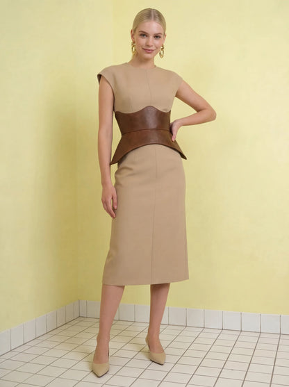 cognac leather peplum corset belt structured waist cincher brown corset belt basque style waist belt renaissance corset outfit fall outfit aesthetic leather waist belt corset outfit idea feminine structured belt
