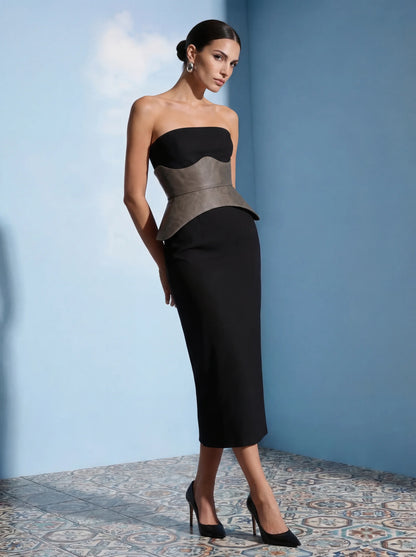 grey leather peplum corset belt structured waist cincher grey corset belt basque style waist belt minimalist outfit styling corset outfit idea neutral fashion look structured waist belt
