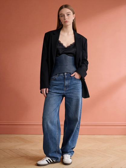 blue leather peplum corset belt structured waist cincher blue corset belt basque style waist belt renaissance corset outfit denim outfit styling corset outfit idea structured waist belt fashion
