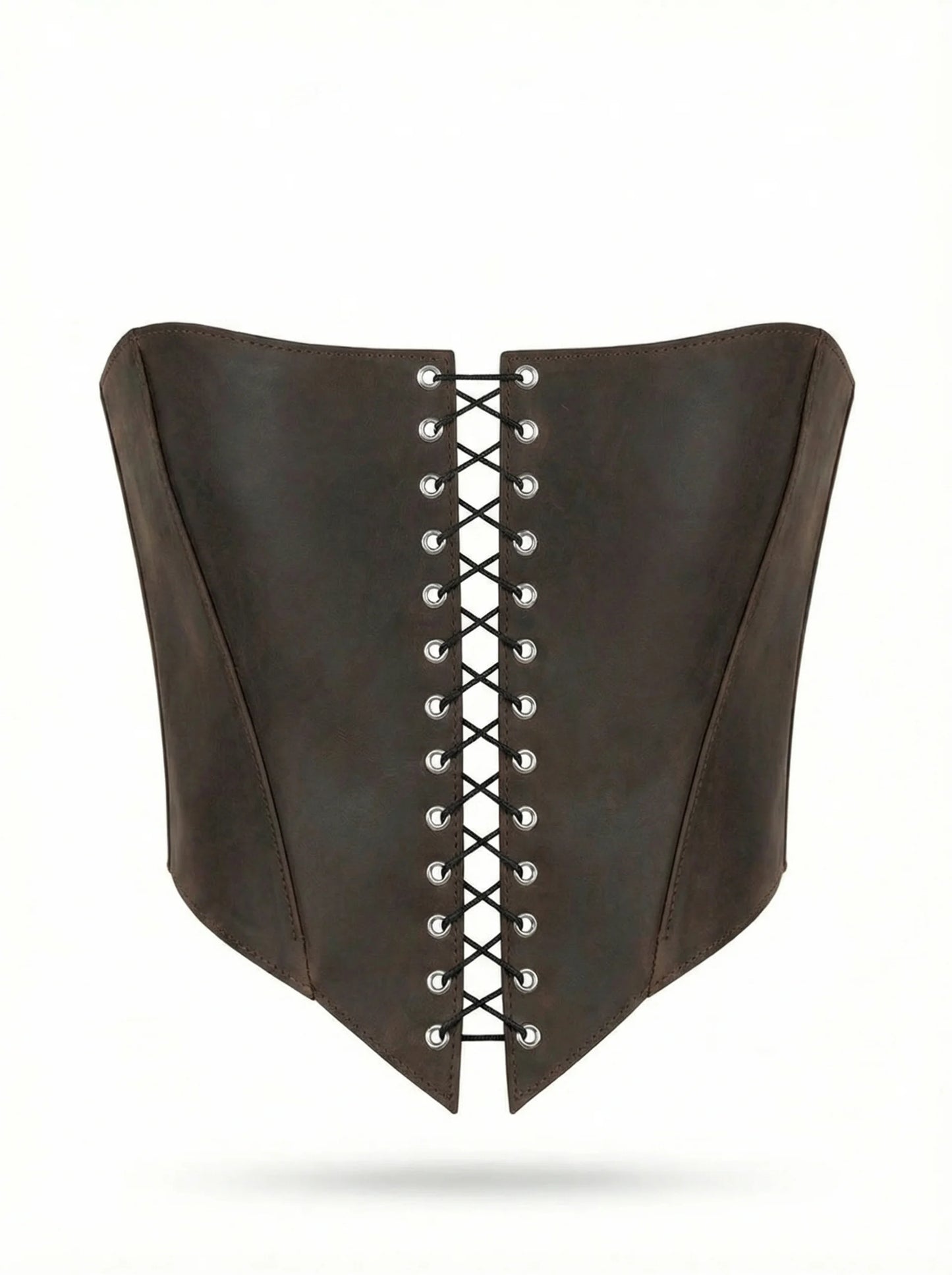 Brown Leather corset top, overbust corset for rave outfit