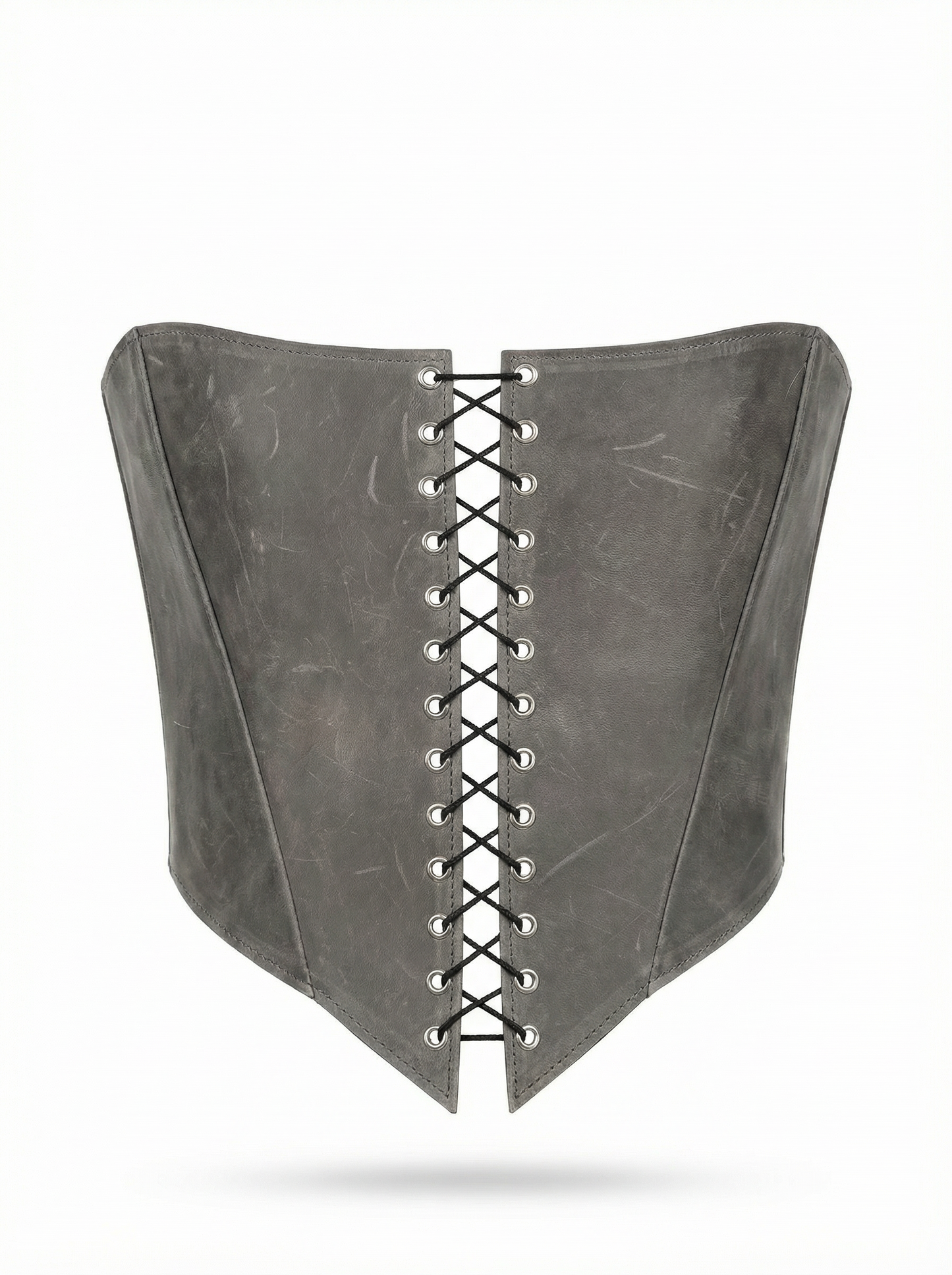 Gray Leather corset top, overbust corset for rave outfit