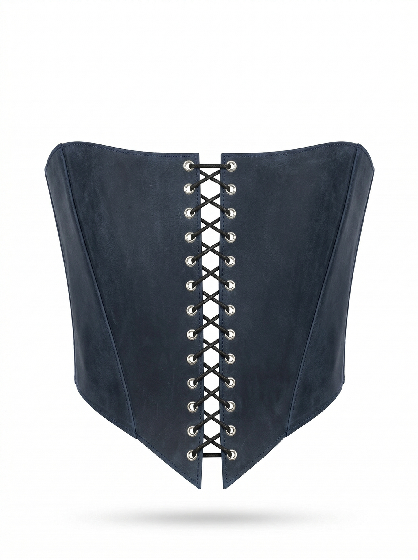 Blue Leather corset top, overbust corset for rave outfit