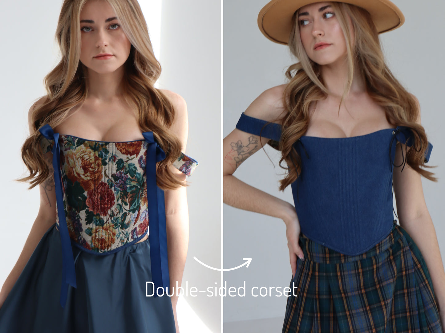 Renaissance corset top, reversible floral jacquard tapestry, boned bodice, off shoulder design, lace up back, structured waist shaping corset, ribbon strap detail, custom size handmade corset, renaissance fair outfit, festival look, gothic romantic evening styling, photoshoot or wedding corset