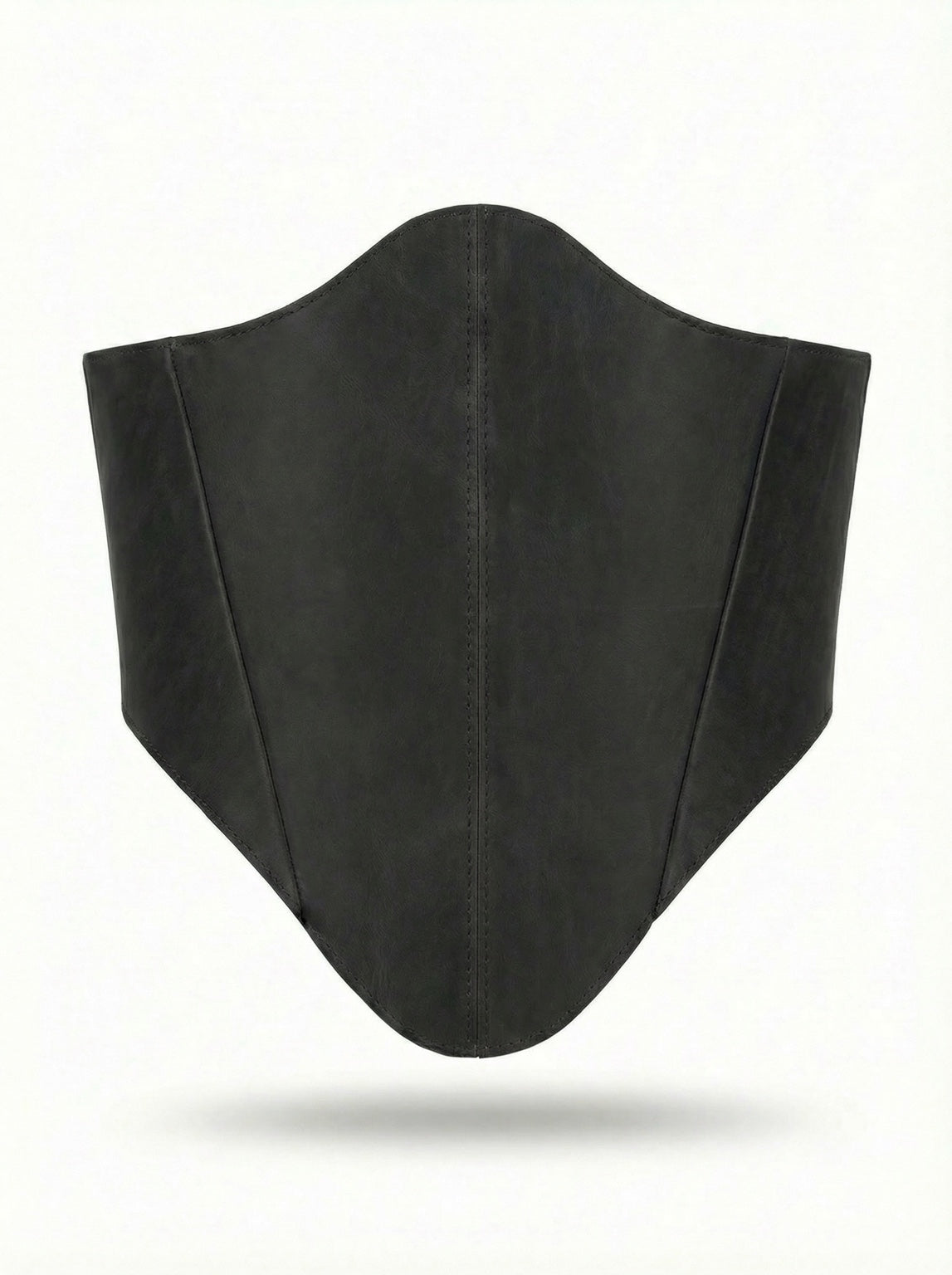 Black long leather underbust corset belt on white background