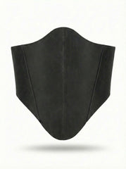 Black Long Leather Underbust Corset Belt