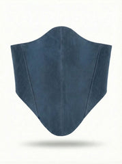 Blue Long Leather Underbust Corset Belt