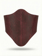 Burgundy Long Leather Underbust Corset Belt