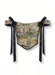 City Jacquard Reversible Corset Top – Black Denim Bodice