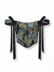 Dark Tropical Jacquard Reversible Corset Top – Black Denim Bodice