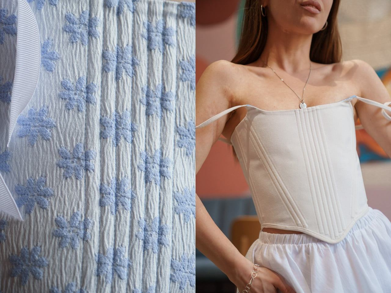 Reversible Summer Corset Top – Cotton & Denim